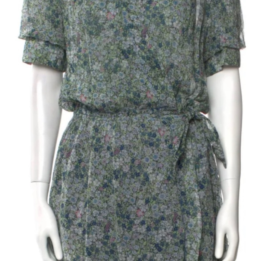 Zadig & Voltaire Floral Long Sleeve Dress - Green and Pink